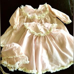 VTG Bryan Baby Girl Pink Dress 24M 3 piece set
